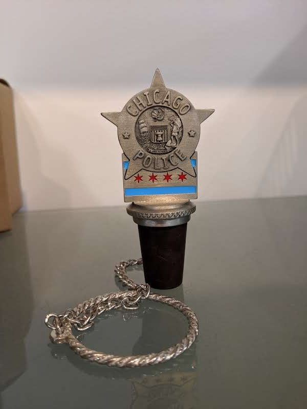 CPD PEWTER STAR WINE BOTTLE STOPPER WITH CHAIN chicago fop